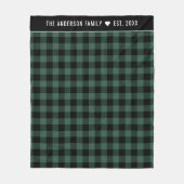 Couverture Polaire Plaid Buffalo Vert Monogramme Nom de Famille (Devant)