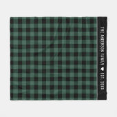 Couverture Polaire Plaid Buffalo Vert Monogramme Nom de Famille (Devant (Horizontal))