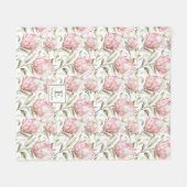 Couverture Polaire plaid de laine à monogramme floral Protea rose (Devant (Horizontal))