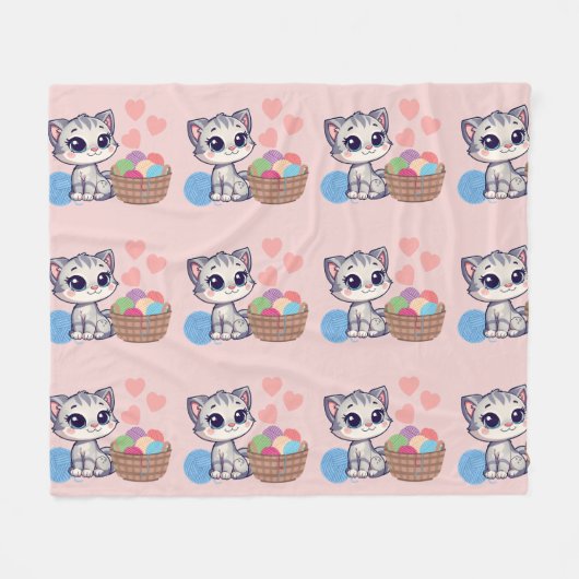 Couverture Polaire Plaid de laine en fausse fourrure Kitten & Yarn (Devant (Horizontal))