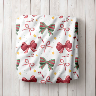 Couverture Polaire Plaid de Noël personnalisé en polaire avec rubans