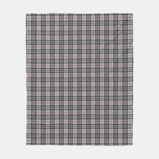 Couverture Polaire Plaid de pixel dans le gris avec la rayure rouge (Devant)