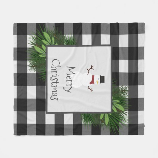 Couverture Polaire Plaid de Snowman Buffalo | Blanche polaire blanche (Devant (Horizontal))