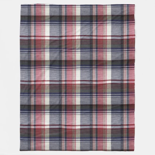 Couverture Polaire Plaid de tartan gris rouge (Devant)