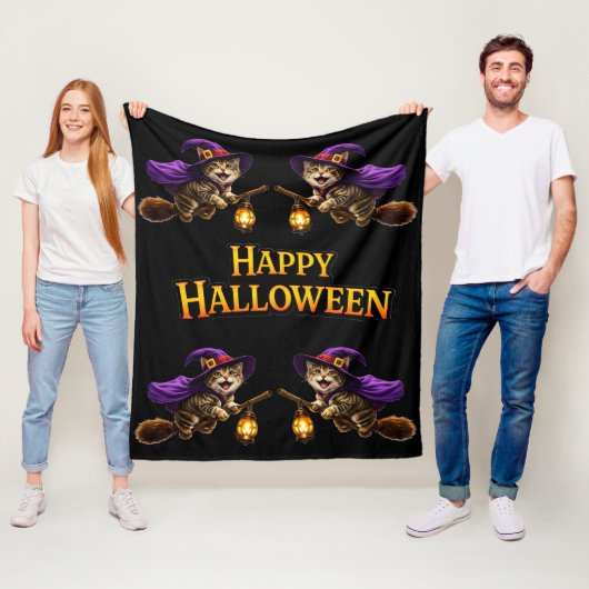 Couverture Polaire Plaid en molleton « Joyeux Halloween » (En situation)