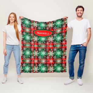 Couverture Polaire Plaid Et Snowflakes Noël Motif 1 Avec Nom