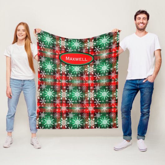 Couverture Polaire Plaid Et Snowflakes Noël Motif 1 Avec Nom (En situation)