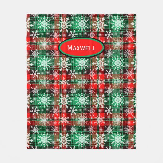 Couverture Polaire Plaid Et Snowflakes Noël Motif 1 Avec Nom (Devant)