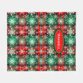 Couverture Polaire Plaid Et Snowflakes Noël Motif 1 Avec Nom (Devant (Horizontal))