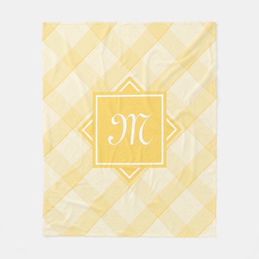 Couverture Polaire Plaid Jaune Chic Avec Monogramme Diagonal Moderne (Devant)