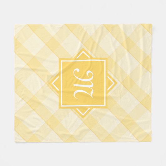 Couverture Polaire Plaid Jaune Chic Avec Monogramme Diagonal Moderne (Devant (Horizontal))