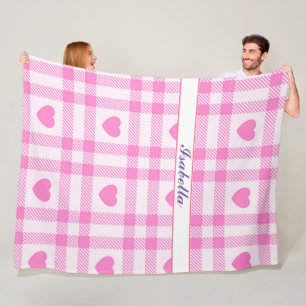 Couverture Polaire Plaid Modern Pink Heart Collection