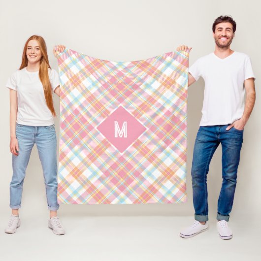 Couverture Polaire Plaid Monogramme personnalisé / Motif Tartan (En situation)