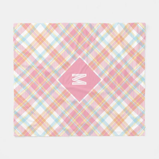 Couverture Polaire Plaid Monogramme personnalisé / Motif Tartan (Devant (Horizontal))