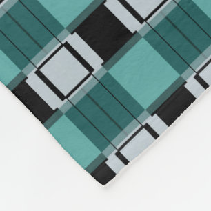 Couverture Polaire Plaid noir vert-bleu turquoise à la mode d'abrég