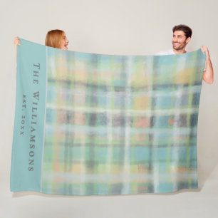 Couverture Polaire Plaid pastel personnalisé aquarelle bleu cyan gris