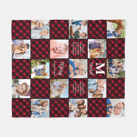 Couverture Polaire Plaid Patchwork Personalized Cozy 15 Photo Collage (Devant (Horizontal))