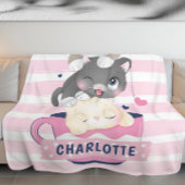 Couverture Polaire Plaid pour filles avec chats de dessin animé migno