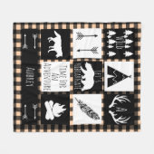 Couverture Polaire Plaid sauvage tribal noir et blanc de Taupe de (Devant (Horizontal))