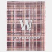 Couverture Polaire Plaid script initial rouge roux bordeaux rose pêch (Devant)