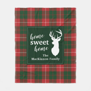 Couverture Polaire Plaid Sweet Home Cerf Tartan personnalisé