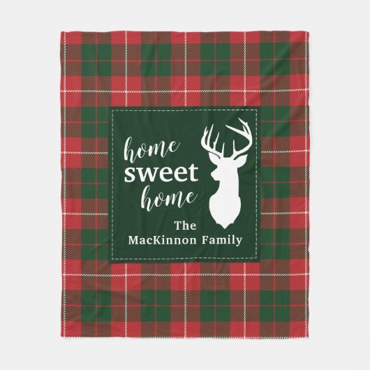 Couverture Polaire Plaid Sweet Home Cerf Tartan personnalisé (Devant)