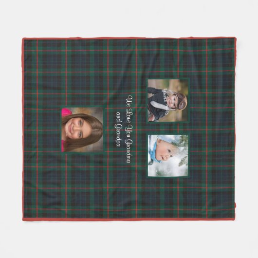 Couverture Polaire Plaid Tartan Rouge Vert de Noël Grand-mère Grand-p (Devant (Horizontal))