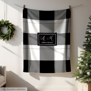 Couverture Polaire Plaid Tendance Moderne en Noir & Blanc pour Lui Cu