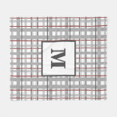 Couverture Polaire Plaid Tendance Rouge Gris Argent Monogramme (Devant (Horizontal))