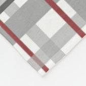 Couverture Polaire Plaid Tendance Rouge Gris Argent Monogramme (Coin)
