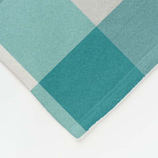 Couverture Polaire Plaid turquoise, grise et crème (Coin)