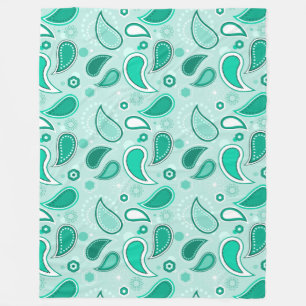 Couverture Polaire plaid vert à motif cachemire