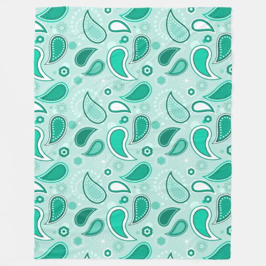 Couverture Polaire plaid vert à motif cachemire (Devant)