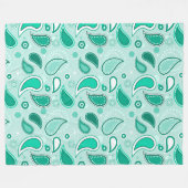 Couverture Polaire plaid vert à motif cachemire (Devant (Horizontal))