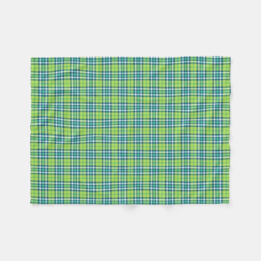 Couverture Polaire Plaid vert chaux, turquoise et bleu (Devant (Horizontal))