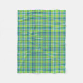 Couverture Polaire Plaid vert chaux, turquoise et bleu (Devant)
