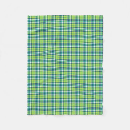 Couverture Polaire Plaid vert chaux, turquoise et bleu (Devant)