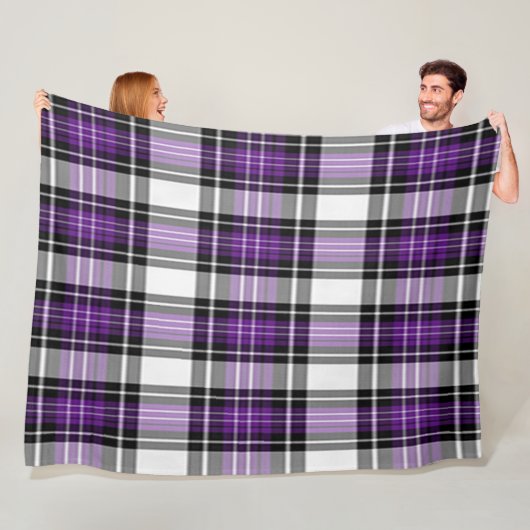 Couverture Polaire Plaid Violet Et Noir (En situation)