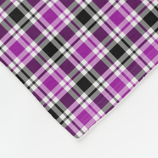 Couverture Polaire Plaid violet, noir et blanc (Coin)