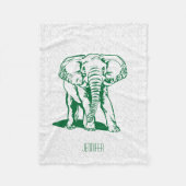 Couverture Polaire Plan de ligne d'éléphant vert Monogramme Chasseur (Devant)