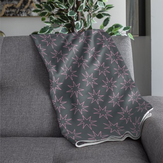 Couverture Polaire Plan rose Star sur Grey