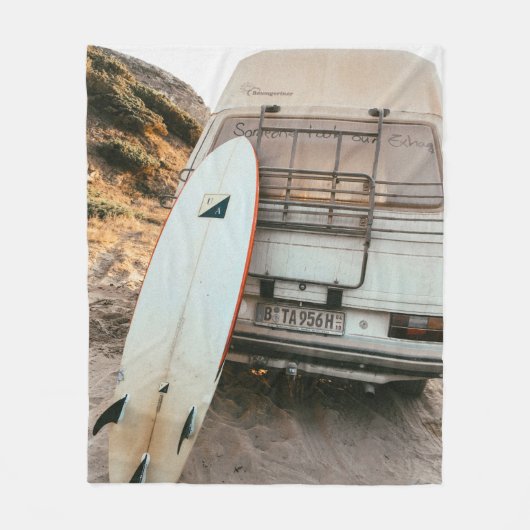 Couverture Polaire Planche de surf blanche et noire (Devant)