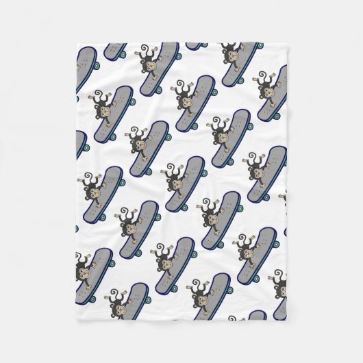 Couverture Polaire planches à roulettes d'équitation de singe de bébé (Devant)