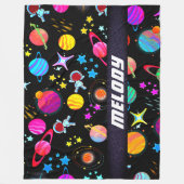 Couverture Polaire planète externe galaxie lune et étoiles motif (Devant)