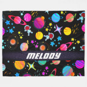 Couverture Polaire planète externe galaxie lune et étoiles motif (Devant (Horizontal))