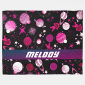 Couverture Polaire planète externe galaxie lune et étoiles motif (Devant (Horizontal))