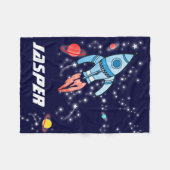 Couverture Polaire Planètes et étoiles bleues de fusée spatiale (Devant (Horizontal))