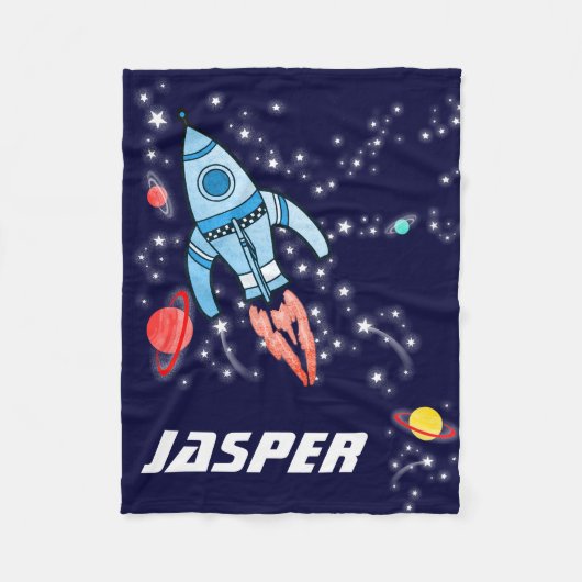 Couverture Polaire Planètes et étoiles bleues de fusée spatiale (Devant)