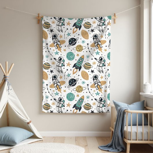 Couverture Polaire Planets & Stars Blanket Baby Boy Shower Gift