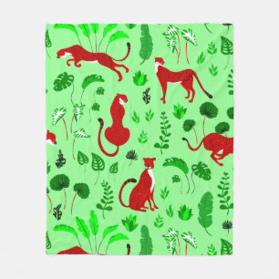 Couverture Polaire plante de christmas leopard cheetah monstera
